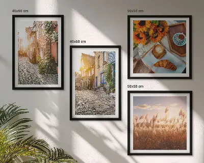 Multi-piece wall decor set featuring charming streets with coffee shops