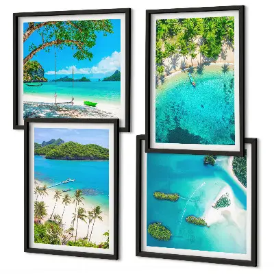 Set of 4 wall art pieces beaches, palm trees, and crystal water