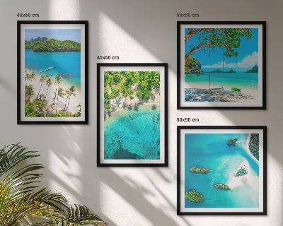 Set of 4 wall art pieces Beaches, palm trees, crystal water