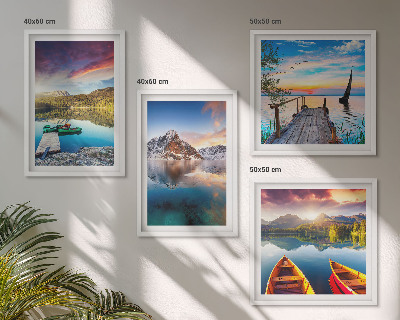 Wall art set Lakes mountains landscape boat
