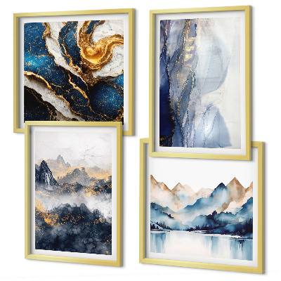 Multi-piece wall decor set Blue mountain landscapes