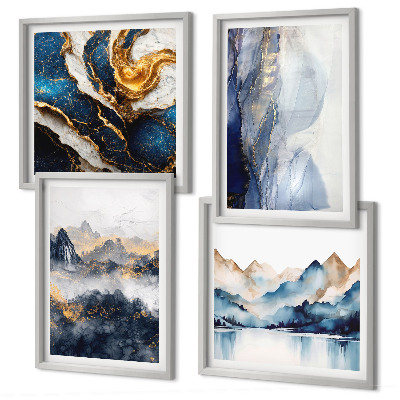 Multi-piece wall decor set Blue mountain landscapes