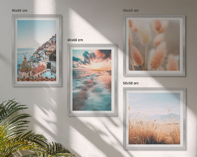 Multi-piece wall decor set Sea sunset houses flowers