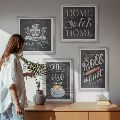 Multi-piece wall decor set Coffee roller home warmth