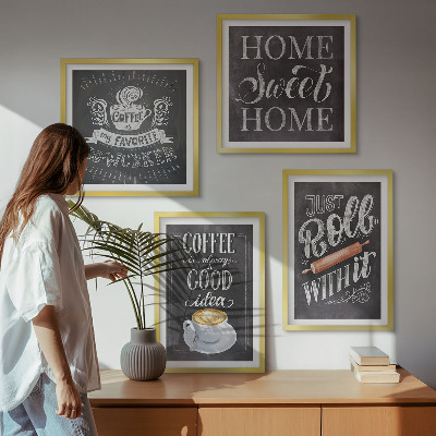 Multi-piece wall decor set Coffee roller home warmth