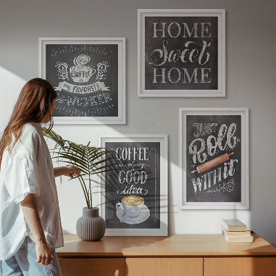Multi-piece wall decor set Coffee roller home warmth