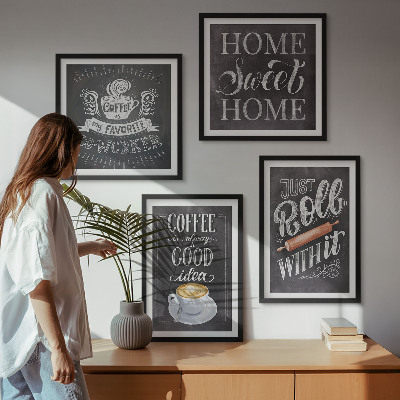 Multi-piece wall decor set Coffee roller home warmth