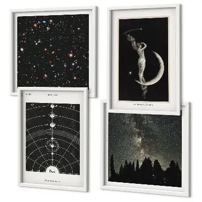 Solar System galaxy wall art set of 4 pieces
