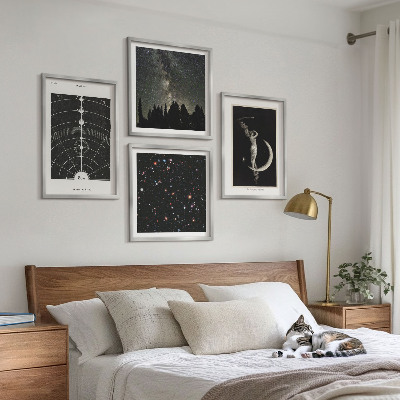 Set of 4 wall art pieces Solar system galaxy
