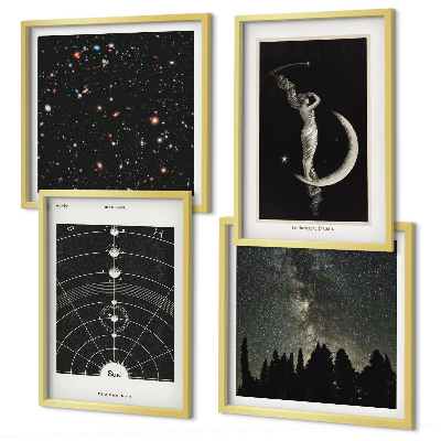 Set of 4 wall art pieces Solar system galaxy