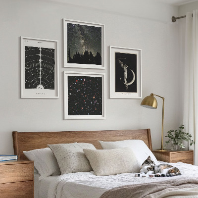 Set of 4 wall art pieces Solar system galaxy