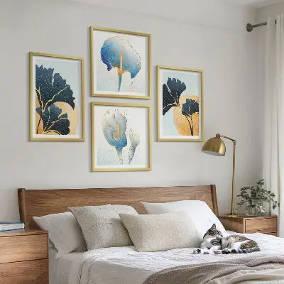 Multi-piece wall decor set featuring a Frida Kahlo inspired portrait with lemons and wine