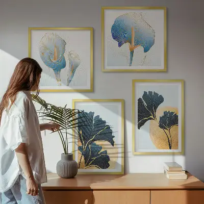 Multi-piece wall decor set featuring a Frida Kahlo inspired portrait with lemons and wine