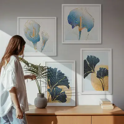 Multi-piece wall decor set featuring a Frida Kahlo inspired portrait with lemons and wine