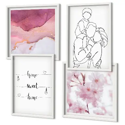 Minimalist flower family wall art set of 4 pieces