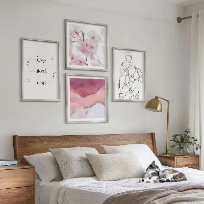 Minimalist flower family wall art set of 4 pieces