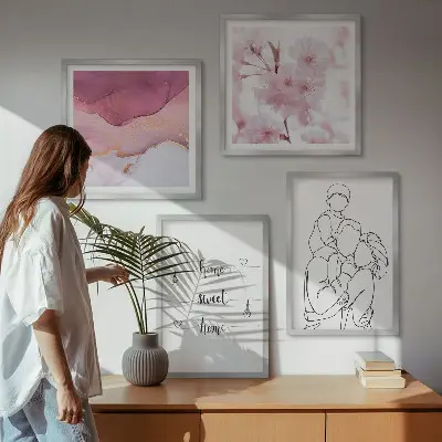 Minimalist flower family wall art set of 4 pieces