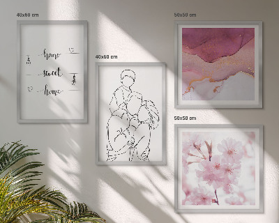 Set of 4 wall art pieces Flowers family minimalist