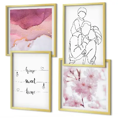 Minimalist flower family wall art set of 4 pieces