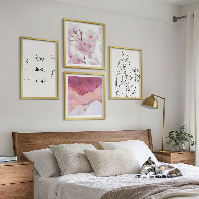 Set of 4 wall art pieces Flowers family minimalist