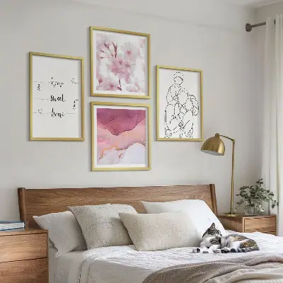 Minimalist flower family wall art set of 4 pieces
