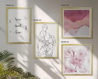 Minimalist flower family wall art set of 4 pieces