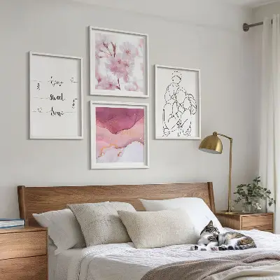 Minimalist flower family wall art set of 4 pieces