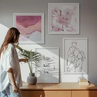 Minimalist flower family wall art set of 4 pieces