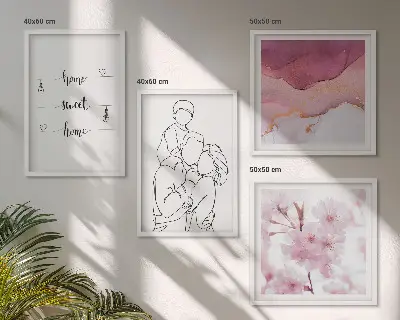 Minimalist flower family wall art set of 4 pieces