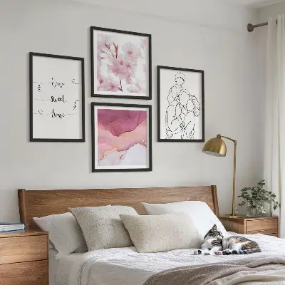Minimalist flower family wall art set of 4 pieces