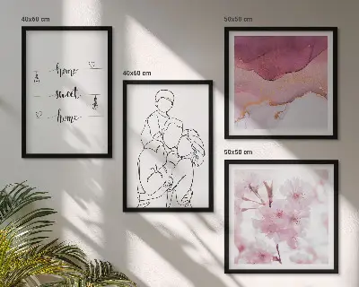 Minimalist flower family wall art set of 4 pieces