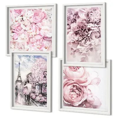 Multi-piece wall decor set romantic pink floral landscape