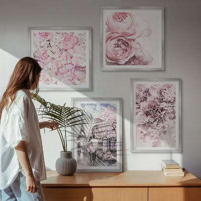 Multi-piece wall decor set Flowers pink romantic landscape
