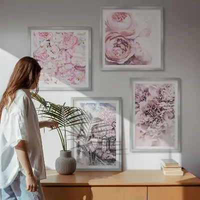 Multi-piece wall decor set romantic pink floral landscape