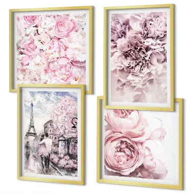 Multi-piece wall decor set romantic pink floral landscape