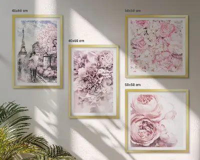 Multi-piece wall decor set romantic pink floral landscape