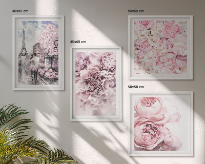 Multi-piece wall decor set Flowers pink romantic landscape