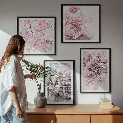 Multi-piece wall decor set Flowers pink romantic landscape