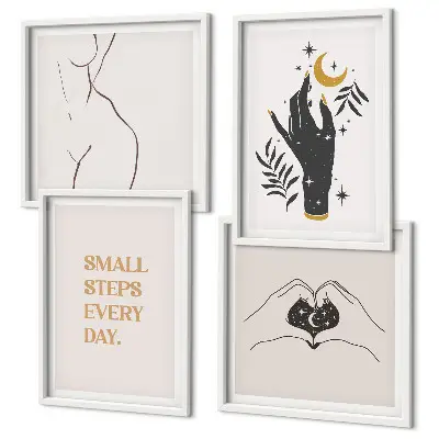 Minimalist boho wall art set illustrations