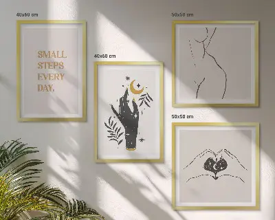 Minimalist boho wall art set illustrations