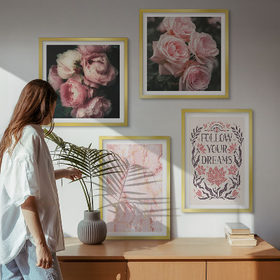 Multi-piece wall decor set Vintage roses marble dreams