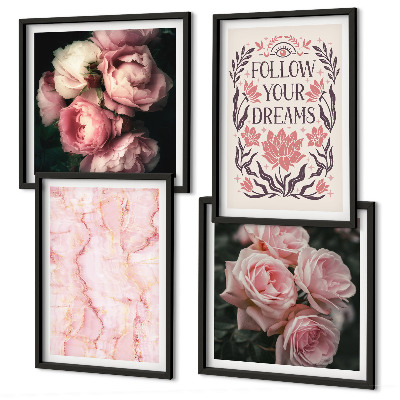 Multi-piece wall decor set Vintage roses marble dreams