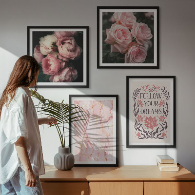 Multi-piece wall decor set Vintage roses marble dreams