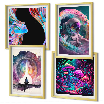 Wall art set Colorful fantasy art illustrations