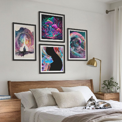 Wall art set Colorful fantasy art illustrations