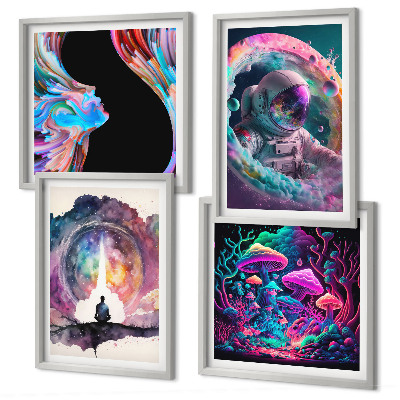 Wall art set Colorful fantasy art illustrations