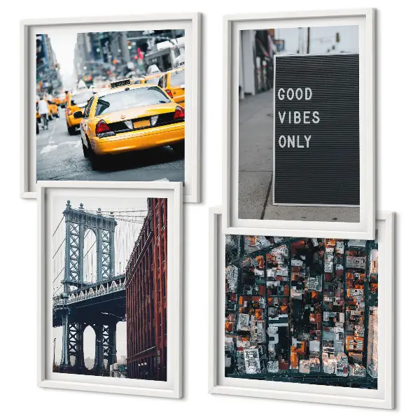 Multi-piece wall decor set Bridge city inscriptions bird's eye view