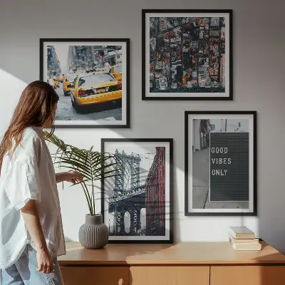 Multi-piece wall decor set Bridge city inscriptions bird's eye view