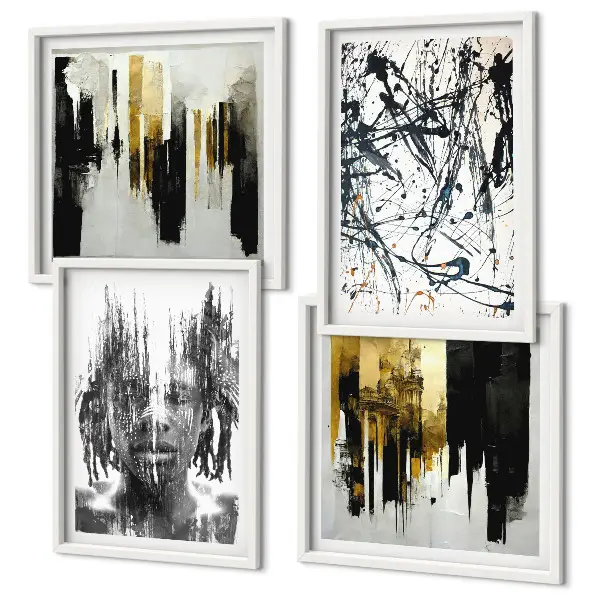Wall art set Contrasting abstract portraits