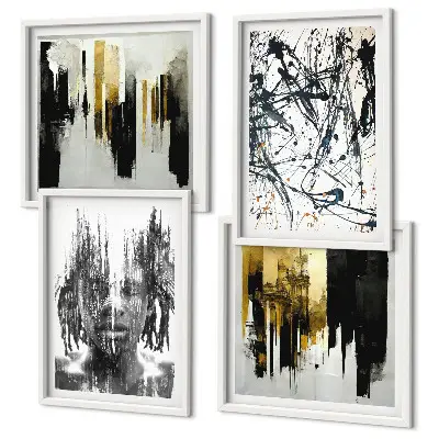Wall art set Contrasting abstract portraits